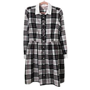 Brooks Brothers Shirt Dress Womens Size 10 Plaid Mini Belted Academia Preppy